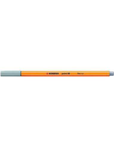 Marqueur fibre pointe fine Stabilo Point 88 - trait 0,4 mm - encre à base d'eau - gris moyen