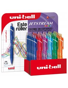 Coffret de présentation Uni-ball SXN-150C JetStream Colors de 36 stylos à bille rétractables - Pointe de 0,7 mm - Encre pigmenté