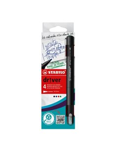 Lot de 4 marqueurs Stabilo Dr!ver à pointe moyenne 0,8 mm - Encre à base d'eau, anti-bavures et inodore - Fabriqués à 94 % en bi