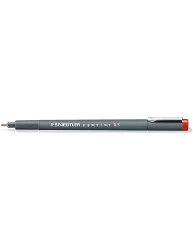 Marqueur calibré Staedtler Pigment Liner 308 - Trait de 0,3 mm - Séchage rapide - Rouge