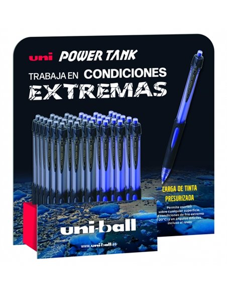 Stylo bille Uni-ball 220 Power Tank 36 stylos - 1 mm - Remplissage sous pression - Écrit sur toutes les surfaces - Résiste aux t