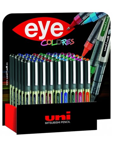 Stylos à encre liquide Uni-ball UB-157 Eye Fine, lot de 54 – Pointe de 0,7 mm – Encre résistante à l'eau et à la lumière – Systè