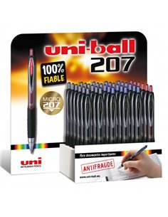 Lot de 36 stylos roller Uni-ball UMN-207 - Pointe de 0,5 mm - Grip en caoutchouc anti-fatigue - Encre pigmentée résistante à la 