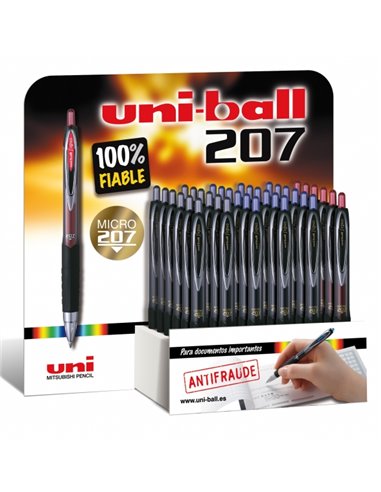 Lot de 36 stylos roller Uni-ball UMN-207 - Pointe de 0,5 mm - Grip en caoutchouc anti-fatigue - Encre pigmentée résistante à la 