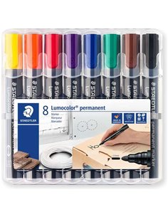 Staedtler Lumocolor 352 Lot de 8 marqueurs permanents - Séchage rapide - Couleurs assorties