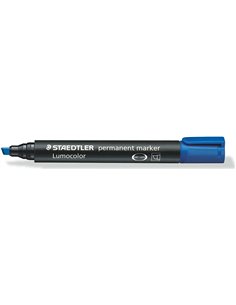 Marqueur permanent Staedtler Lumocolor 350 - Pointe biseautée (environ 2-5 mm) - Encre à base d'alcool - Séchage rapide - Bleu