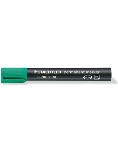 Marqueur permanent Staedtler Lumocolor 352 - Pointe ronde - Trait d'environ 2 mm - Capuchon avec clip - Séchage rapide - Vert