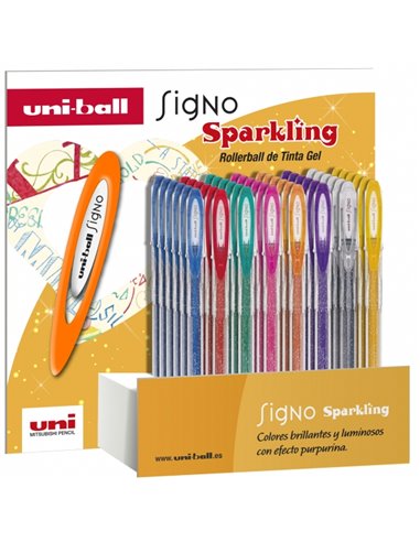 Stylos à encre gel scintillante Uni-ball Signo, lot de 48, 1 mm, encre pigmentée résistante à l'eau et à la lumière, couleurs as