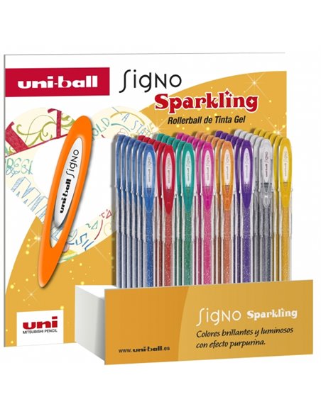 Stylos à encre gel scintillante Uni-ball Signo, lot de 48, 1 mm, encre pigmentée résistante à l'eau et à la lumière, couleurs as