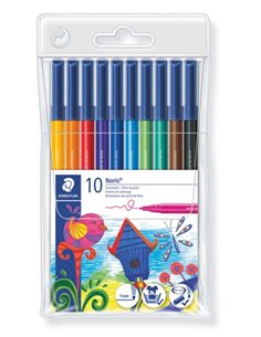 Marqueur à pointe fibre Staedtler Noris 326 - Résistant à la pression - Encre à base d'eau - Couleurs assorties