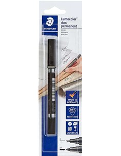 Marqueur permanent Staedtler Lumocolor 358 à double pointe - Traits d'environ 0,6 mm et 1,5 mm - Séchage rapide - Noir