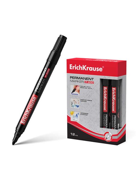 Marqueur permanent Erichkrause P-200 - Pointe ogive - Résistant à l'eau et aux UV - Noir