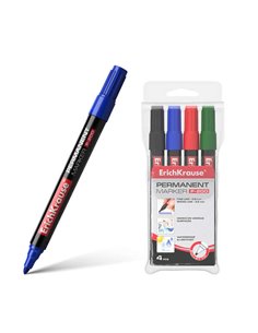 Marqueurs permanents Erichkrause P-200 - Pointe ogive - Résistants aux chocs et à l'abrasion - Largeur d'écriture de 0,8 à 2,2 m
