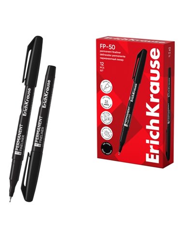 Marqueur permanent Erichkrause FP-50 - Pointe fine 0,6 mm - Résistant à la lumière et à l'eau - Noir