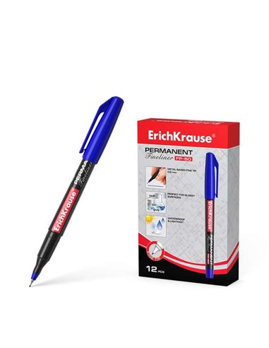 Marqueur permanent Erichkrause FP-50 - Pointe fine 0,6 mm - Résistant à la lumière et à l'eau - Bleu
