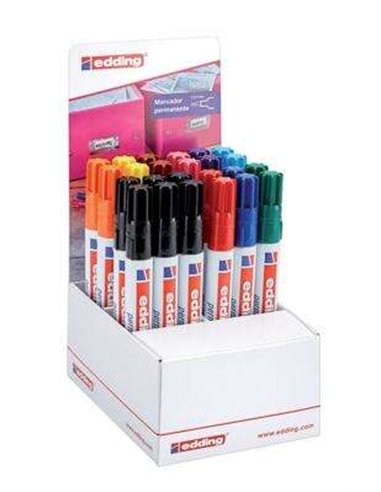 Edding 3000 - Coffret de 24 marqueurs permanents - Pointe ronde 1,5 mm - Trait entre 1,5 et 3 mm - Rechargeables - Séchage rapid