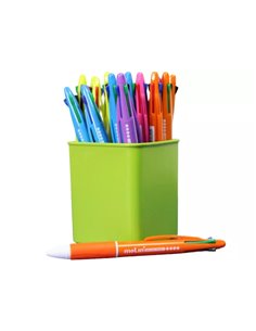 Lot de 25 stylos à bille rétractables Molin en 4 couleurs - Pointe moyenne - Encre à base d'huile - Corps de couleurs assorties