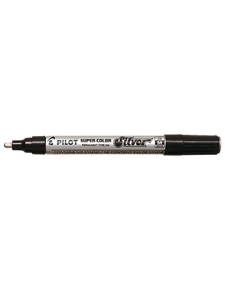 Marqueur permanent Pilot Super Color - Pointe en polyacétal de 4,5 mm - Encre très dense et opaque - Corps en métal - Couleur ar