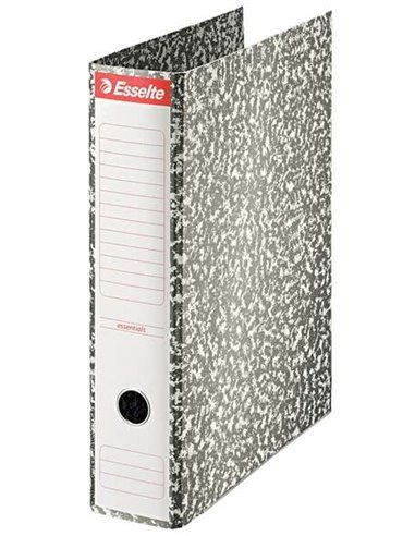 Classeur à levier Esselte, format Folio, dos 75 mm, œillets et coins métalliques, capacité 500 feuilles, couverture papier marbr