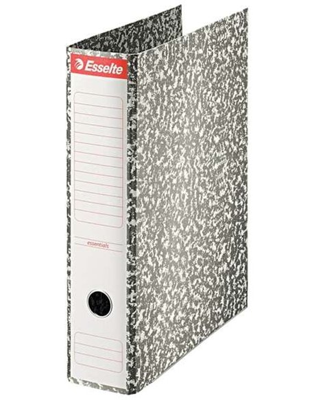 Classeur à levier Esselte, format Folio, dos 75 mm, œillets et coins métalliques, capacité 500 feuilles, couverture papier marbr