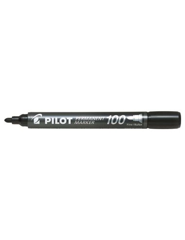 Marqueur permanent Pilot 100 - Pointe ogive fine 4,5 mm - Trait 1 mm - Noir