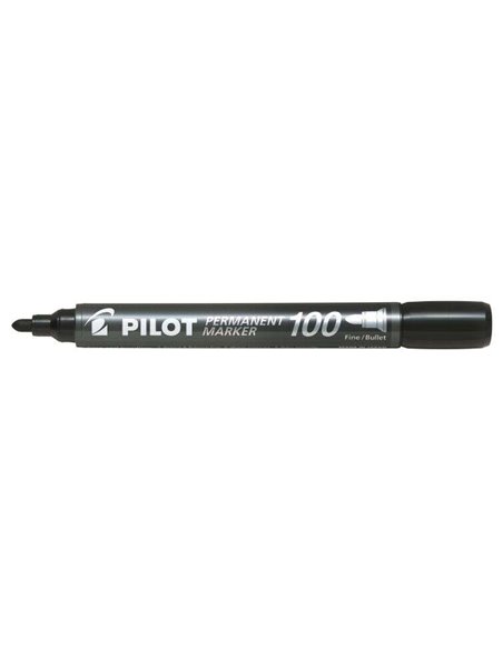 Marqueur permanent Pilot 100 - Pointe ogive fine 4,5 mm - Trait 1 mm - Noir
