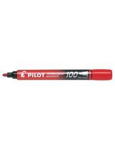 Marqueur permanent Pilot 100 - Pointe ogive 4,5 mm - Ligne 1 mm - Rouge