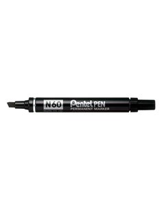 Marqueur permanent Pentel Pen N60 - Pointe biseautée solide et durable - Résistant à l'eau et à la lumière - Noir