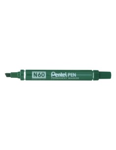 Marqueur permanent Pentel Pen N60 - Pointe biseautée solide et durable - Résistant à l'eau et à la lumière - Vert