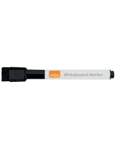 Lot de 6 mini marqueurs pour tableau blanc Nobo avec gomme intégrée – Pointe fine 2 mm – Capuchon magnétique – Noir