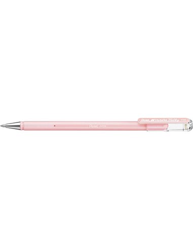 Stylo à bille Pentel Hybrid Milky - Pointe fine 0,8 mm - Trait 0,4 mm - Encre gel opaque - Rose pastel