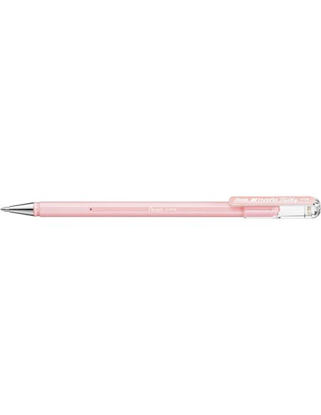 Stylo à bille Pentel Hybrid Milky - Pointe fine 0,8 mm - Trait 0,4 mm - Encre gel opaque - Rose pastel