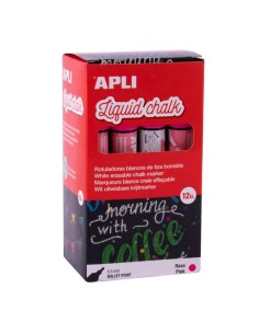 Marqueur à craie liquide rose Apli - Pointe ronde - Idéal pour tableaux noirs, plastique, fenêtres, céramique, vinyle, métal, et