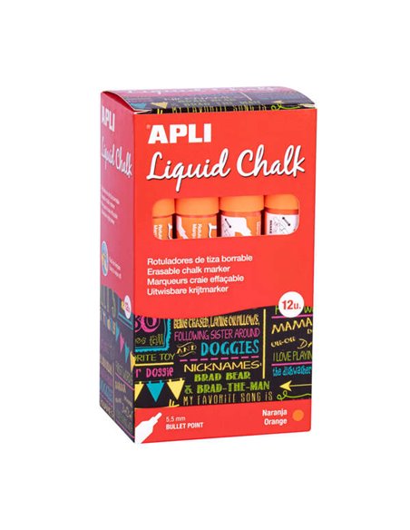 Lot de 12 marqueurs à craie liquide Apli - Pointe ronde - Idéal pour tableaux noirs, plastique, vinyle, métal, etc. - Faciles à 