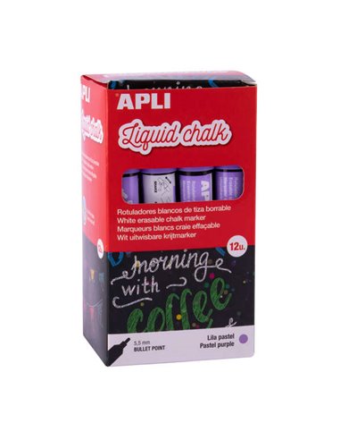 Lot de 12 marqueurs à craie liquide Apli - Pointe ronde - Idéal pour tableaux noirs, plastique, vinyle, métal, etc. - Faciles à 