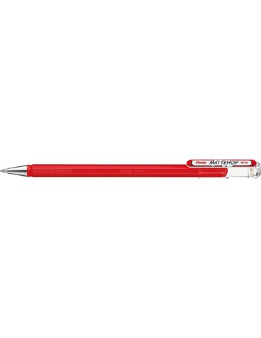 Stylo à bille Pentel Mattehop - Pointe 1 mm - Trait 0,5 mm - Encre gel opaque - Fabriqué avec 55 % de matériaux recyclés - Rouge