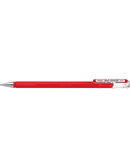 Stylo à bille Pentel Mattehop - Pointe 1 mm - Trait 0,5 mm - Encre gel opaque - Fabriqué avec 55 % de matériaux recyclés - Rouge