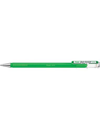 Stylo à bille Pentel Mattehop - Pointe 1 mm - Trait 0,5 mm - Encre gel opaque - Fabriqué avec 55 % de matériaux recyclés - Vert