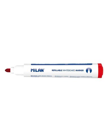 Marqueurs pour tableau blanc rechargeables Milan – Pointe ronde 5 mm – Encre à base d'alcool – Effaçables à sec – Rouge