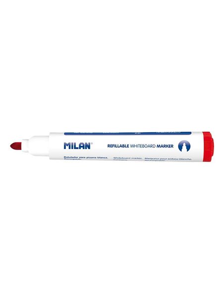 Marqueurs pour tableau blanc rechargeables Milan – Pointe ronde 5 mm – Encre à base d'alcool – Effaçables à sec – Rouge