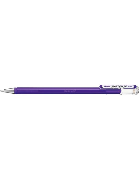 Stylo à bille Pentel Mattehop - Pointe 1 mm - Trait 0,5 mm - Encre gel opaque - Fabriqué avec 55 % de matériaux recyclés - Viole