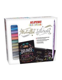 Kit de démarrage de lettrage Alpino Color Experience avec 12 marqueurs métalliques à double pointe, pointe fine et pointe pincea