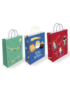 Sac en papier Bismark Rois mages avec poignées en ruban - Carte inscriptible - 3 modèles
