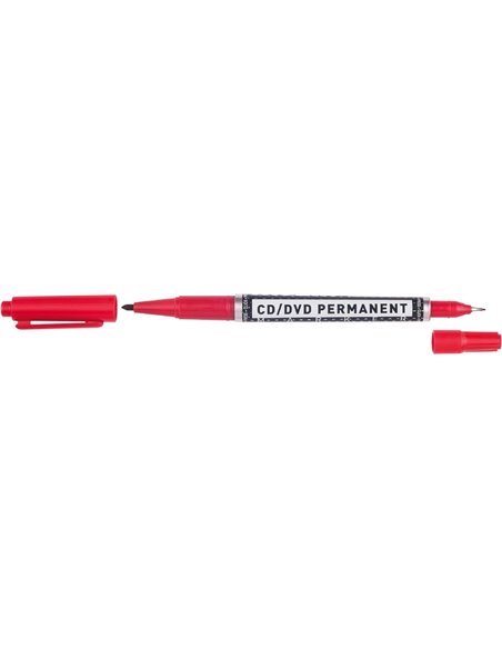 Marqueur permanent Molin pour CD, DVD - Double pointe 0,4 et 1 mm - Encre permanente à base d'alcool - Couleur rouge