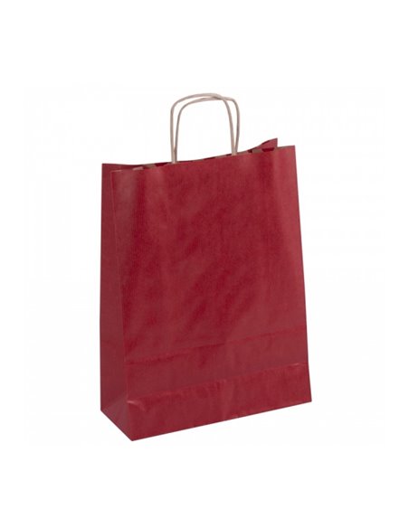 Lot de 50 sacs Kraft Apli - Haute résistance - Poignées bouclées - Réutilisables et recyclables - Couleur rouge