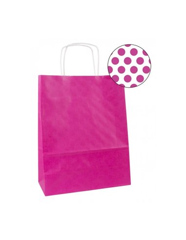 Lot de 50 sacs Kraft Apli - Haute résistance - Poignées bouclées - Réutilisables et recyclables - Couleur fuchsia
