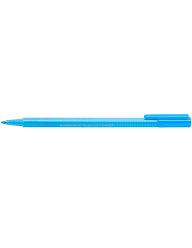 Marqueur pointe fine Staedtler Triplus Color 323 - Trait d'environ 1 mm - Encre à base d'eau - Bleu fluo