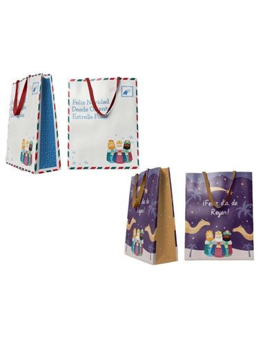 Sac Bismark Jumbo avec poignées en nœud – Motif Rois mages – Dimensions : 70 x 50 x 18 cm – 2 motifs aléatoires