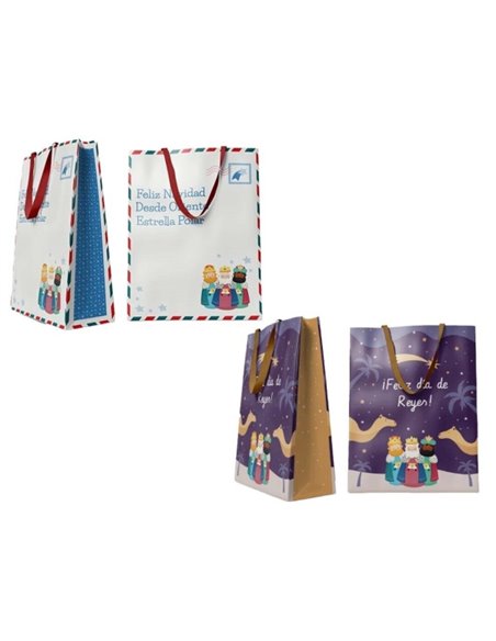 Sac Bismark Jumbo avec poignées en nœud – Motif Rois mages – Dimensions : 70 x 50 x 18 cm – 2 motifs aléatoires