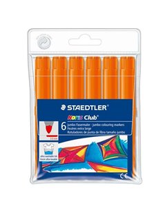 Lot de 6 grands marqueurs aquarelle Staedtler Noris 340 - Trait d'environ 3 mm - Facilement lavables - Encre à base d'eau - Oran